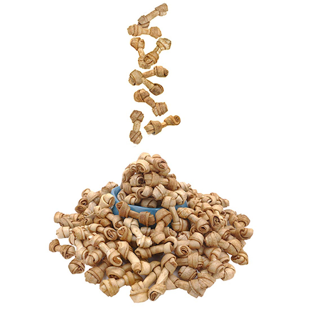 MON2SUN huesos nudo rawhide sabor a pollo para perros pequeños, 2-5 pulgadas.