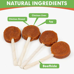 MON2SUN Lollipop con pollo, hígado de pollo y huevo, snack natural para perros.