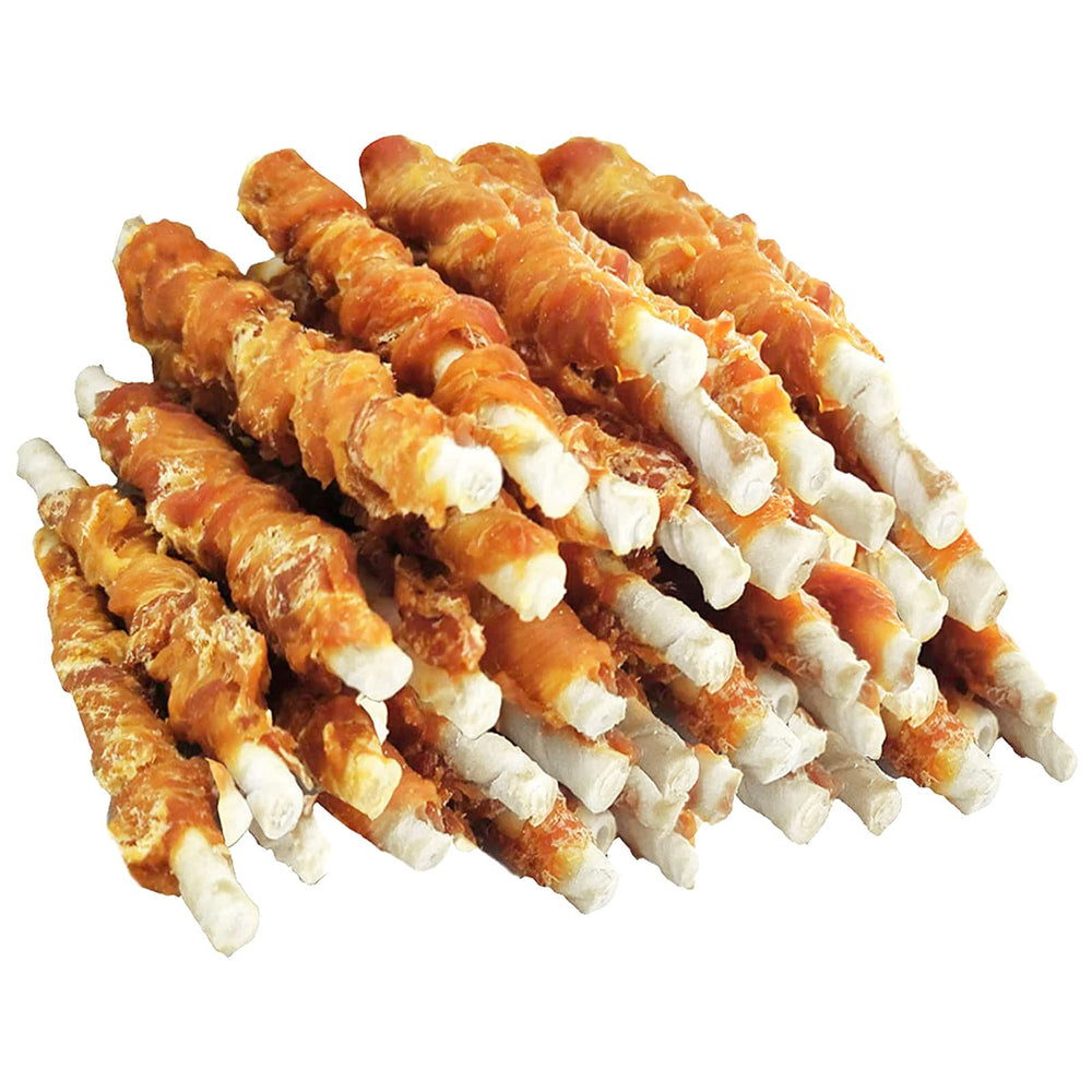 MON2SUN tiras-piel-pollo-5pulgadas, snack duradero para perros pequeños.