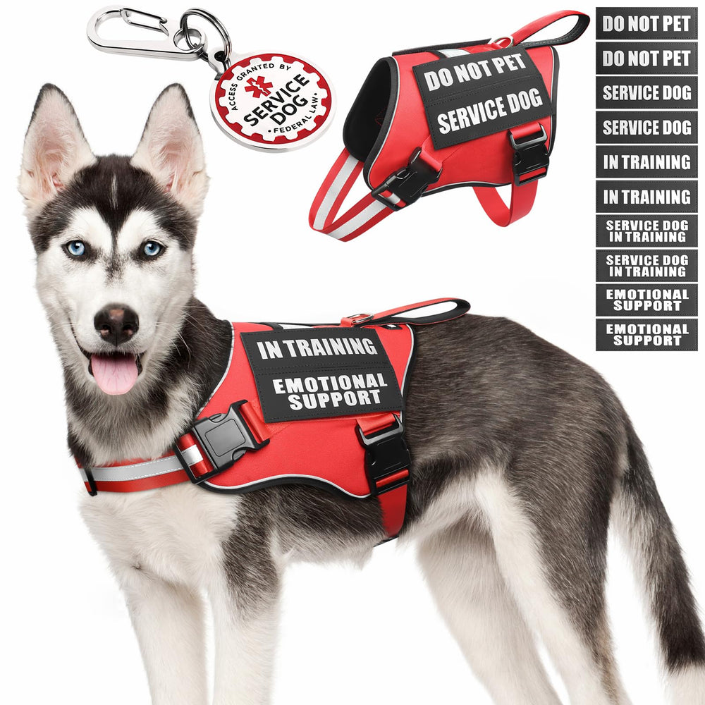 MOOGROU chaleco para perro de servicio con placa metálica, identificación clara y uso diario