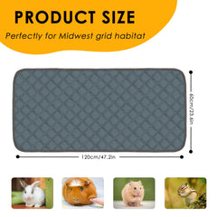 Vista frontal de almohadillas Mooydee para jaula cobayas con capas absorbentes.