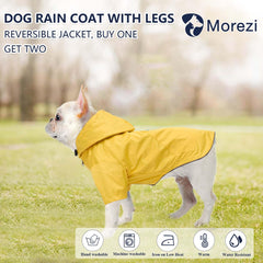Morezi chaqueta impermeable para perros, vista trasera, diseño reversible para mayor versatilidad.