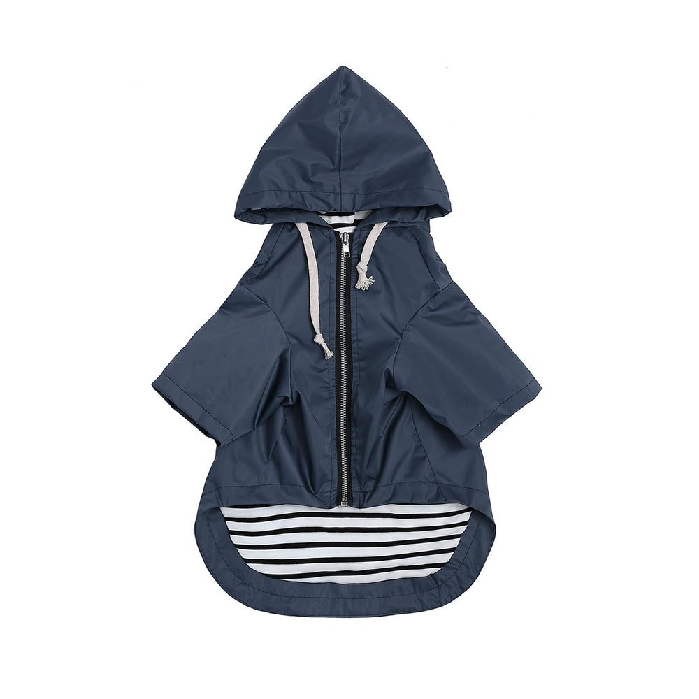 Morezi impermeable para perro azul con cierre seguro, útil para paseos en lluvia.