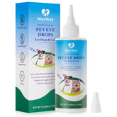 Gotas Morikey para ojos de perro, bote visible, cuidado suave y seguro para la salud ocular.