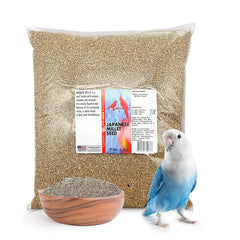 Morning Bird mijo japonés en bolsa de 9 libras, ideal para aves pequeñas y promueve energía diaria.