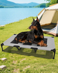 Cama Moysoon elevada con marco de acero, soporte estable para perros activos.