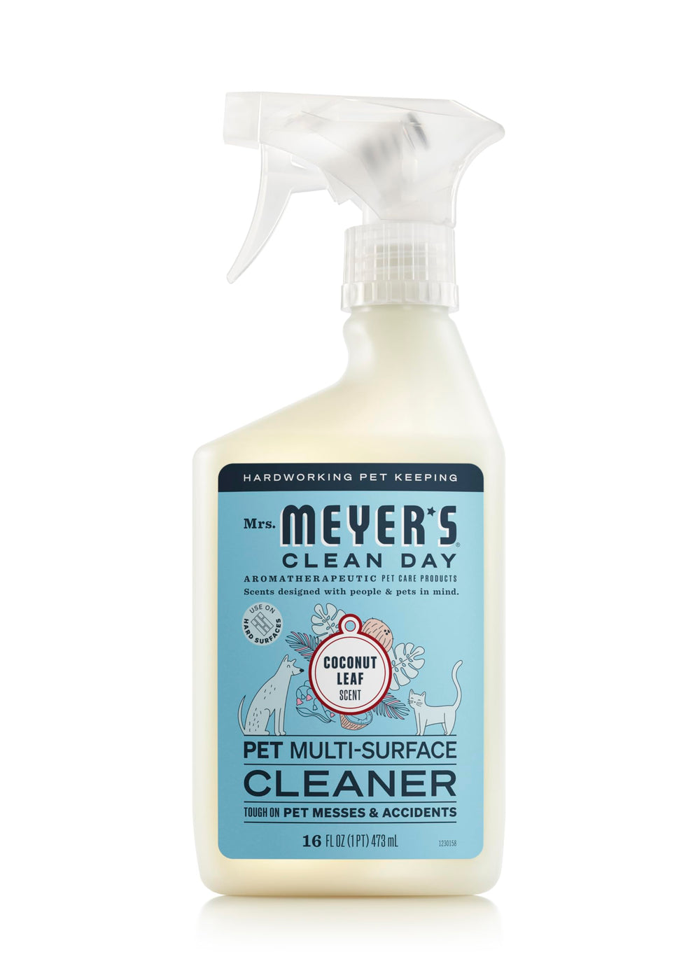 Mrs. Meyer’s Clean Day, botella de limpiador multiusos para mascotas, aroma Coco Hoja.