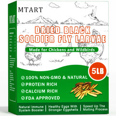 MTART larvas mosca soldado negra secas en paquete, fuente proteica para aves.