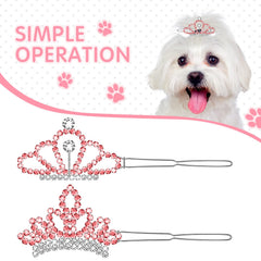MTLEE accesorio de pelo con pedrería rosada, corona elegante para uso diario.