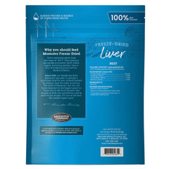 Muenster hígado liofilizado etiqueta: producto 100% carne de res.