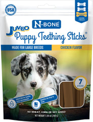 N-Bone Jumbo Puppy Teething Sticks empaque con sabor pollo para cachorros grandes