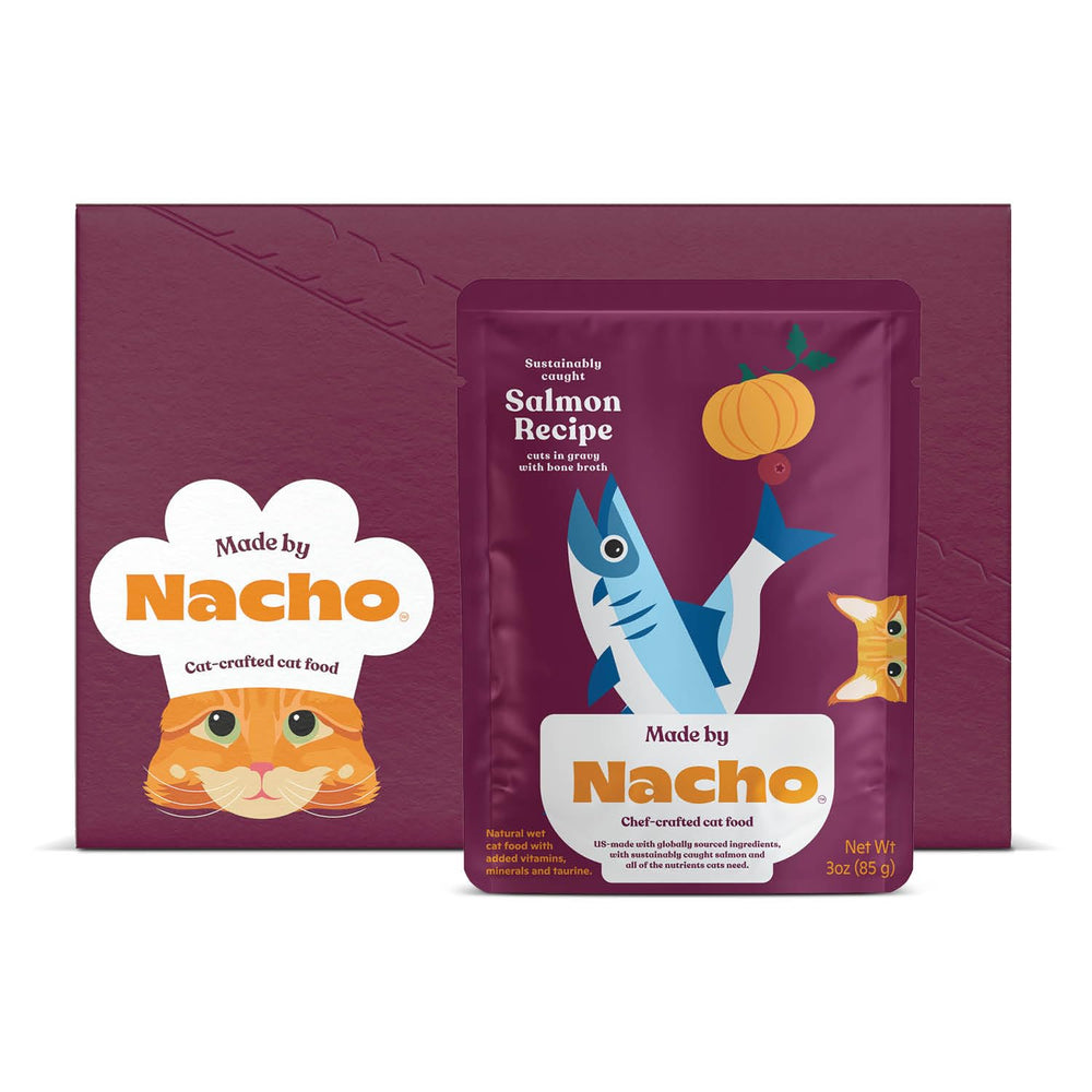 Nacho: trozos de salmón en salsa espesa, con proteína de alta calidad.