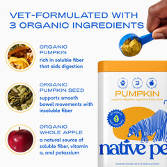 Native Pet Calabaza, fibra equilibrada para regular la digestión