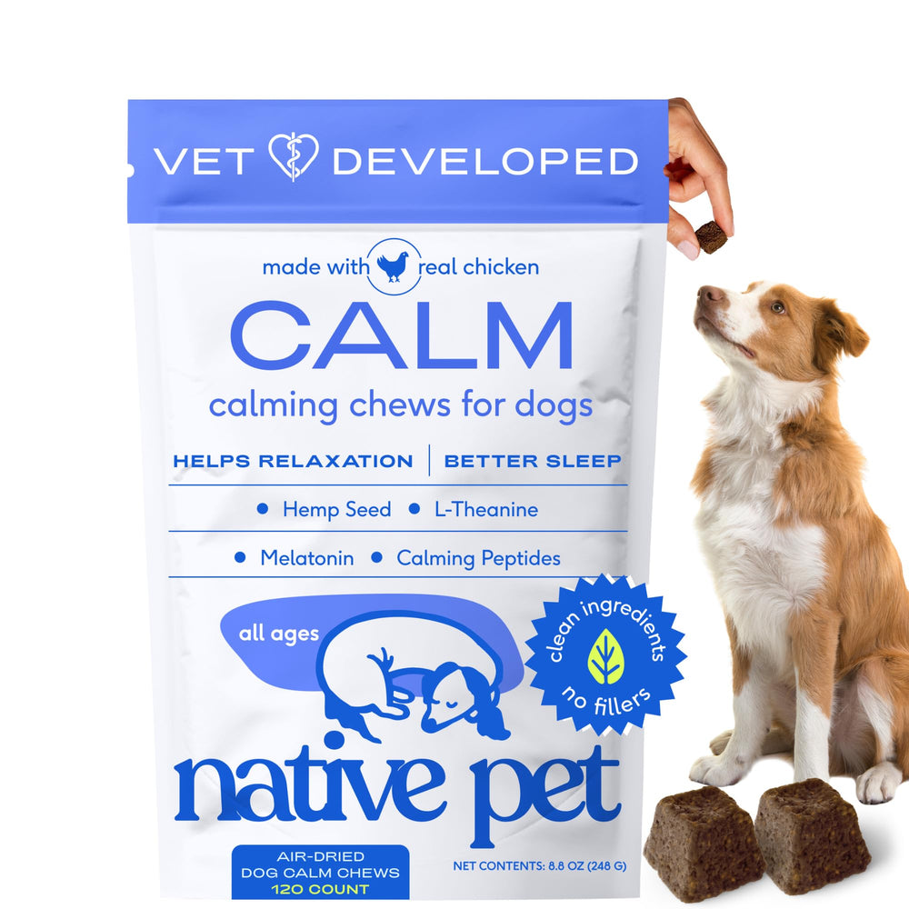 Native Pet masticables calmantes XL para raza extragrande, envase visible.