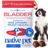 Native Pet Dog UTI Chews bottle with real cranberry extract for urinary support.