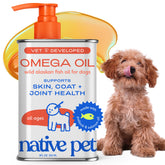 Native Pet Omega-3 Aceite Pescado para perros y gatos mejora piel y pelaje.