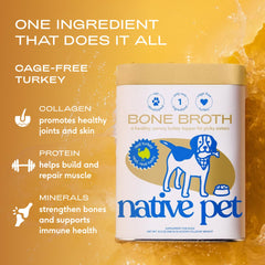 Native Pet Polvo de Caldo para perros y gatos con cuchara medidora, fácil de usar.