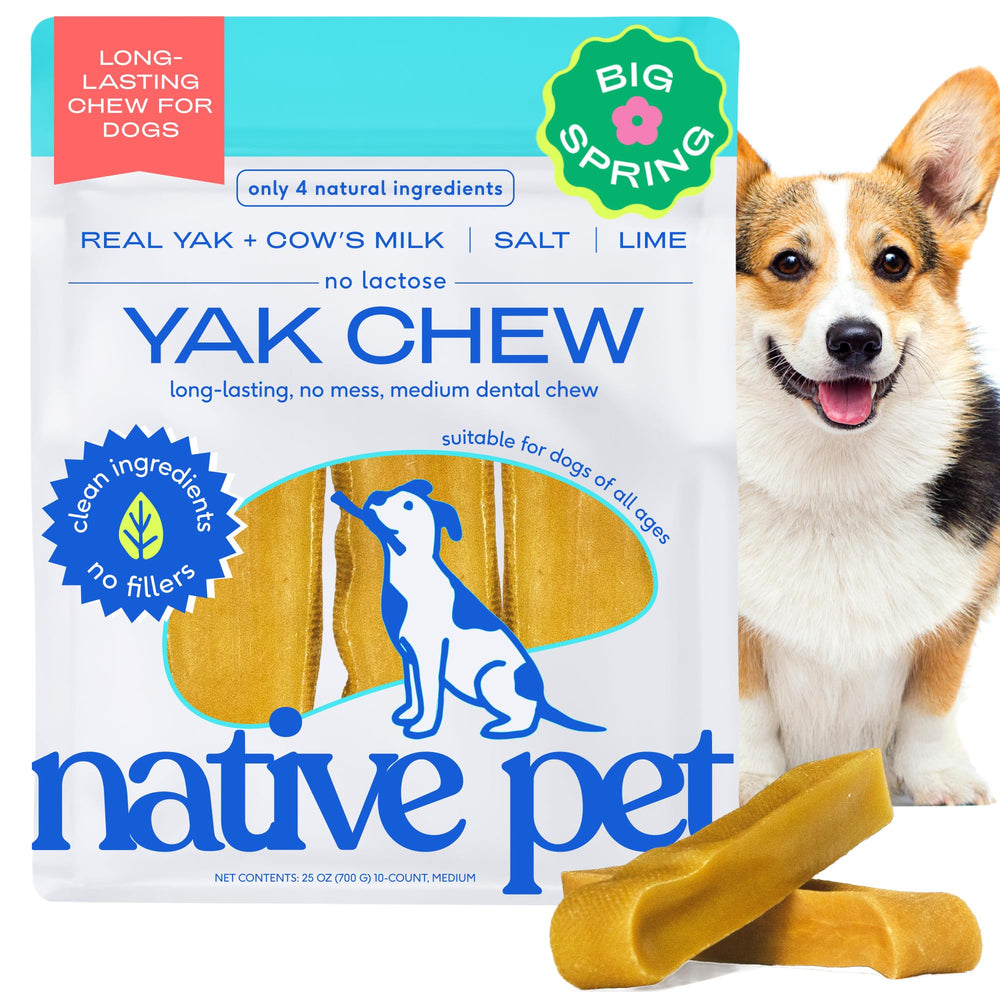 Native Pet Yak Cheese Himalayan: empaque práctico para seleccionar tratamiento dental natural.