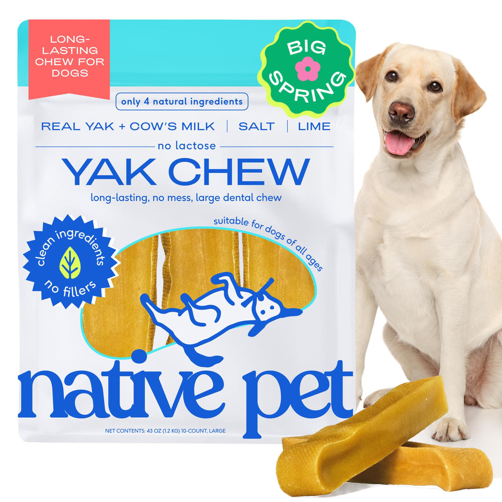Native Pet Yak Chews: paquete de 10 unidades para perros grandes y activos