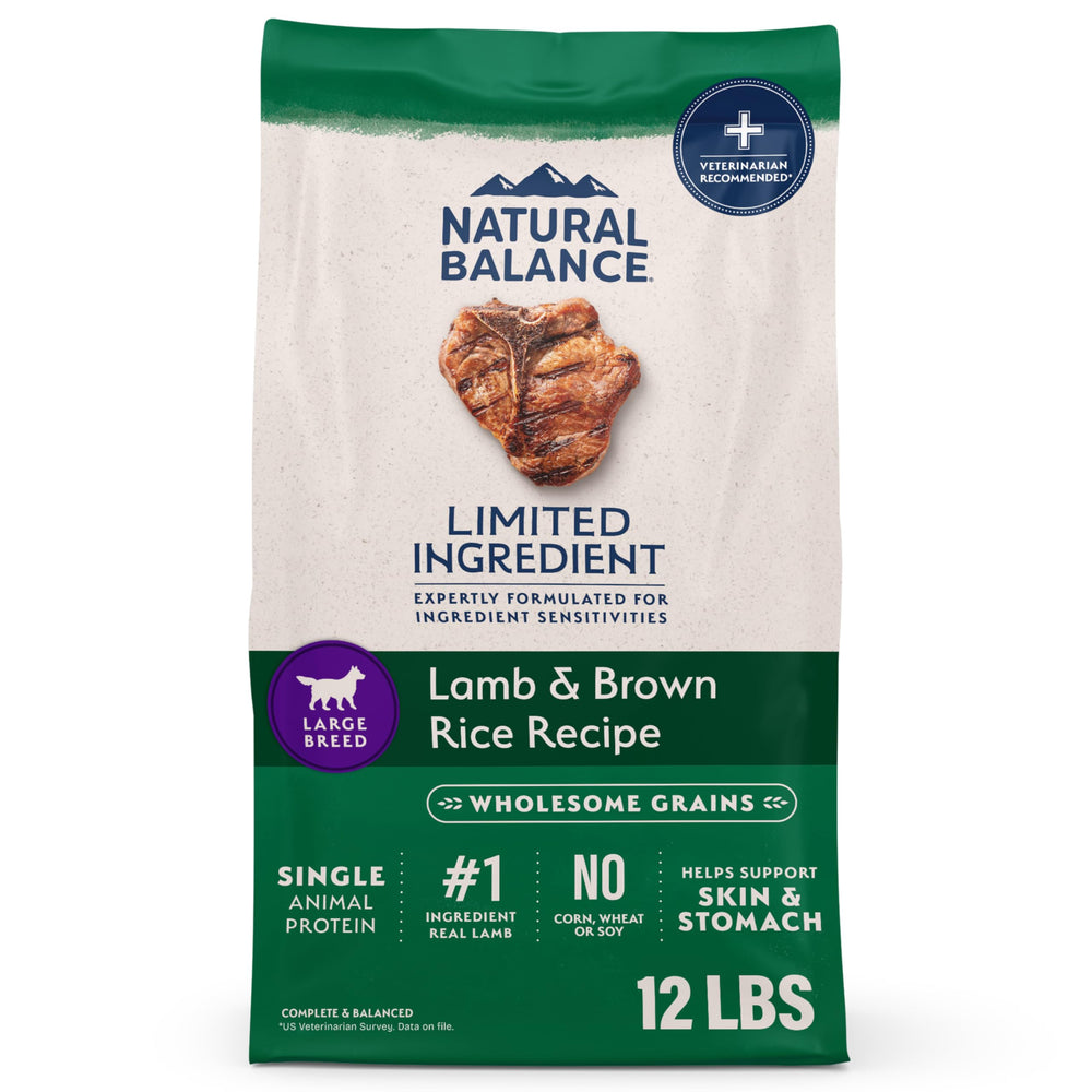 Natural Balance: bolsa de croquetas de cordero y arroz para razas grandes.