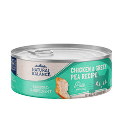 Natural Balance lata gato pollo con guisantes verdes, fuente de proteína única para gatos