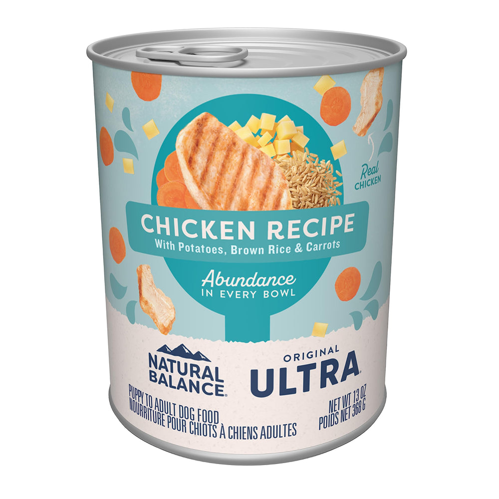 Natural Balance Original Ultra Lata pollo-arroz-zanahoria-papa: proteína de alta calidad para energía diaria.
