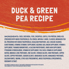 Natural Balance Reserve pato y guisante verde, ingredientes simples destacados