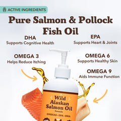 Natural Dog Company Wild Alaskan Salmon Oil, dispensador-preciso, facilita la dosis diaria.