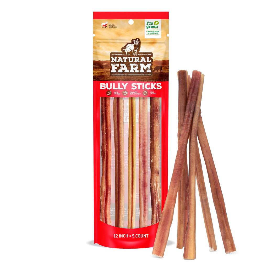 Natural Farm Bully Sticks sin olor de 12 pulgadas para masticar de forma limpia.