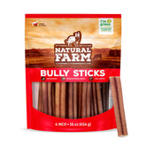 Natural Farm Bully Sticks sin olor de 4 pulgadas, ideal para perros pequeños; ayuda a mantener dientes limpios.