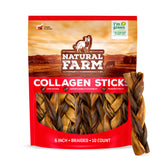 Natural Farm masticables trenzados de colágeno empaque frontal, duración prolongada para perros