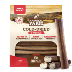 Natural Farm mordedor de res deshidratado en frío, 6 pulgadas, ideal para masticación prolongada.