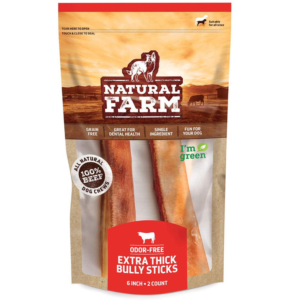 Natural Farm palitos masticables de gran tamaño sin olor, 6 pulgadas para perros.