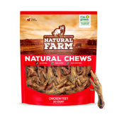 Natural Farm patitas de pollo sin uñas para perros, empaque seguro para viajes.