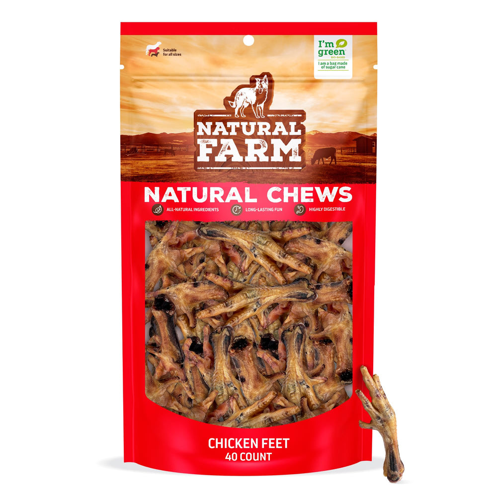 Natural Farm pies de pollo sin uñas para perro, recompensa segura y sabrosa