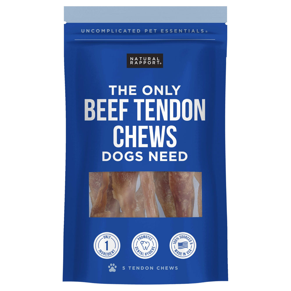 Natural Rapport tendones de ternera: masticables para perros que apoyan la salud dental.