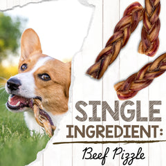 Nature Gnaws dentadura natural, palitos trenzados de res para perro, uso diario.