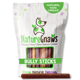 Nature Gnaws palitos bully para perros duraderos, ideal para masticadores grandes.