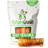 Nature Gnaws Trachée de bœuf – paquet de 6 pièces pour chiens, longue durée.