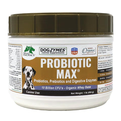 Dogzymes Probiotic Max de Nature's Farmacy, botella para apoyo digestivo suave.