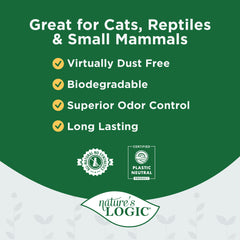 Nature's Logic ofrece absorción alta con pellets de pino para control de olores.