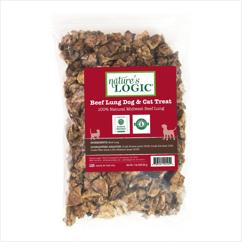 Nature's Logic Bocados de pulmón de res, snack masticable para perros activos