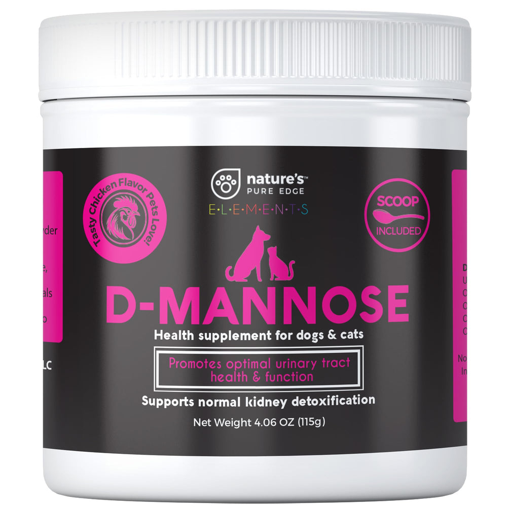 Nature's Pure Edge D-Mannose frasco 115 g, sabor agradable para perros y gatos.