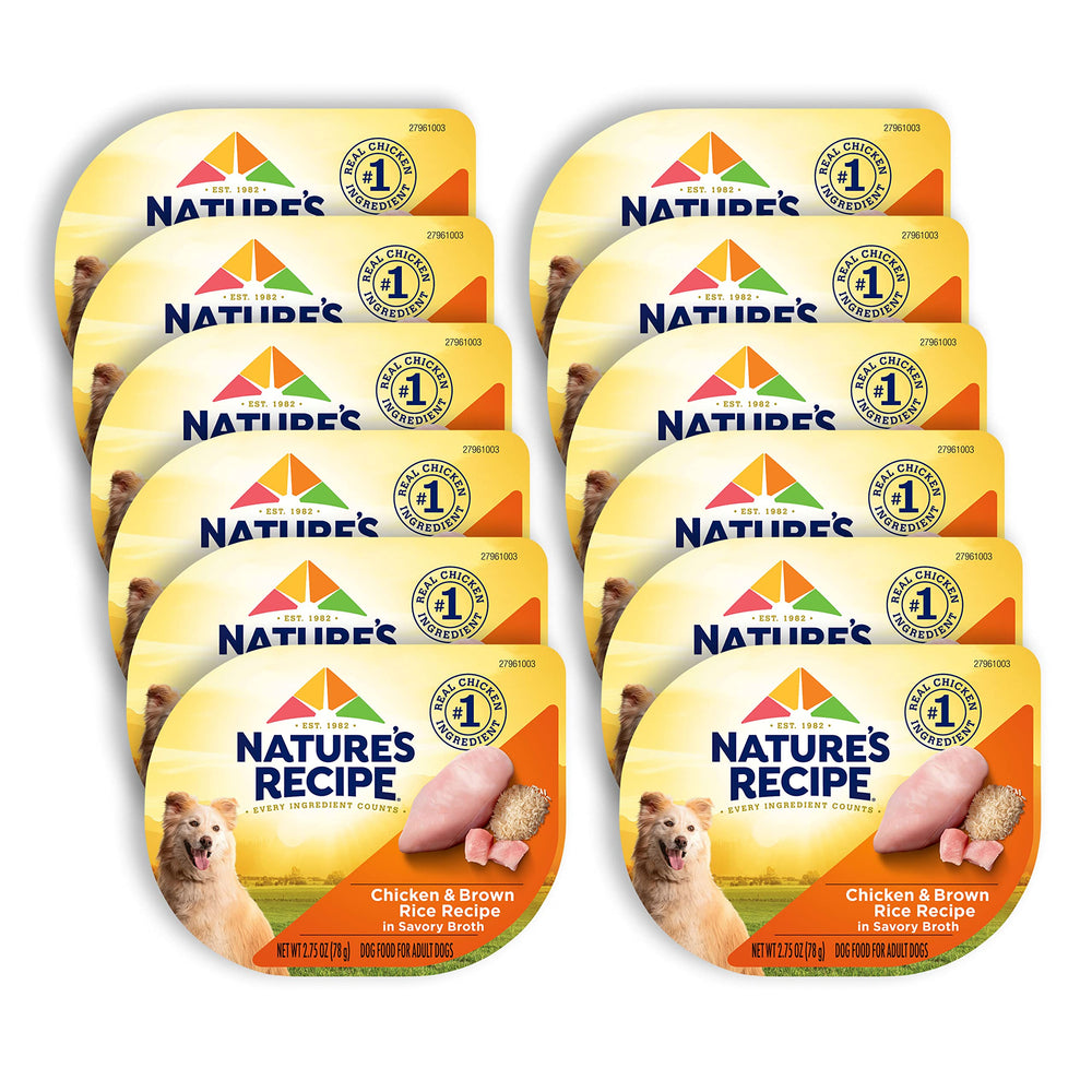 Nature's Recipe alimento húmedo para perros, pollo en caldo, porción en copa individual, con pollo real.