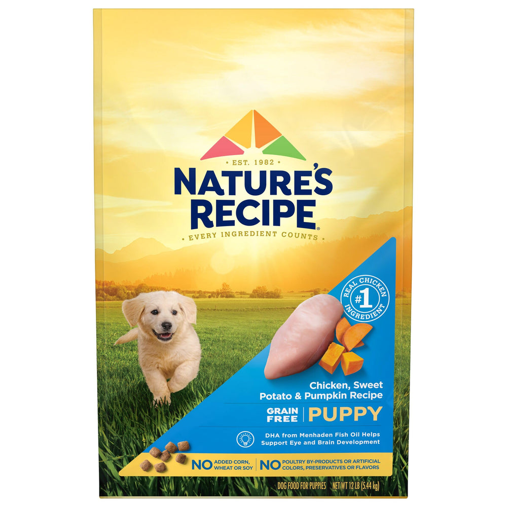 Nature's Recipe Puppy sin granos, bolsa de 12 libras; apoya desarrollo ocular y cerebral