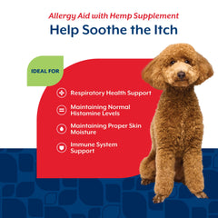 NaturVet ayuda para alergias de cáñamo para perros, antioxidantes y vitaminas para piel saludable.