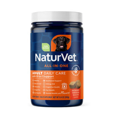 NaturVet cuidado diario para perros en empaque, ideal para la rutina de salud.