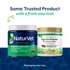 NaturVet Enzimas Digestivas: etiqueta detalle, fórmula veterinaria descompone almidones y proteínas
