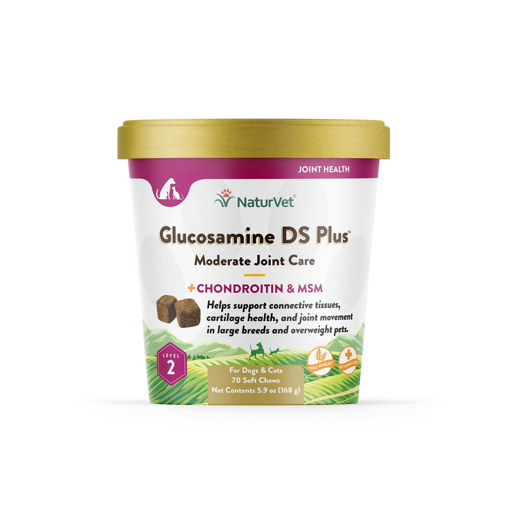 NaturVet Glucosamine DS Plus envase gomitas suaves para comodidad articular