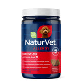 NaturVet Hemp Allergy Aid para perros, frente a la botella, apoyo a piel y vías respiratorias.